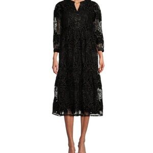 John Mark Black Lace Midi Dress Size XL